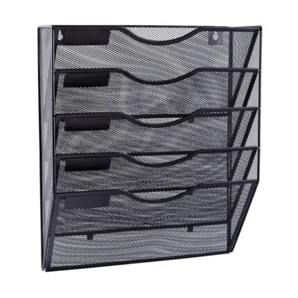 EASEPRES 5 Pockets Mesh Wall File Holder, Office Hanging Rack